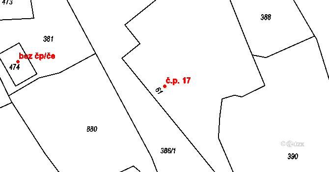 Bohutín 17 na parcele st. 61 v KÚ Bohutín, Katastrální mapa