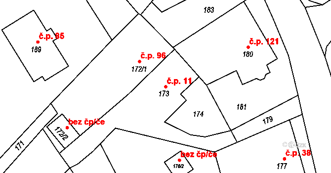 Edrovice 11, Rýmařov na parcele st. 173 v KÚ Edrovice, Katastrální mapa