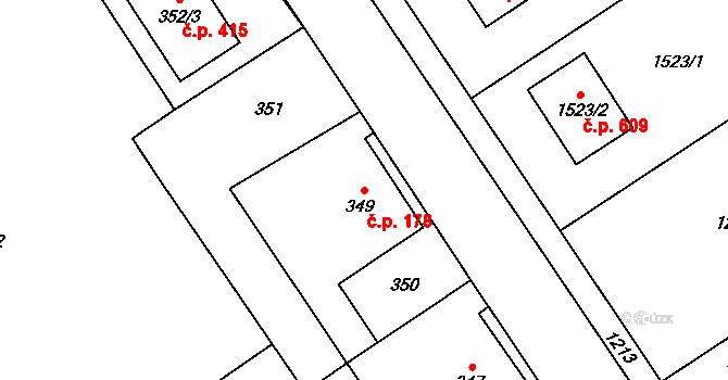 Krmelín 178 na parcele st. 349 v KÚ Krmelín, Katastrální mapa