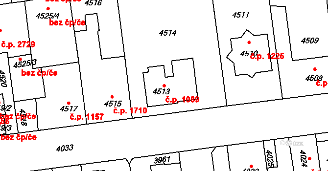 Kročehlavy 1089, Kladno na parcele st. 4513 v KÚ Kročehlavy, Katastrální mapa
