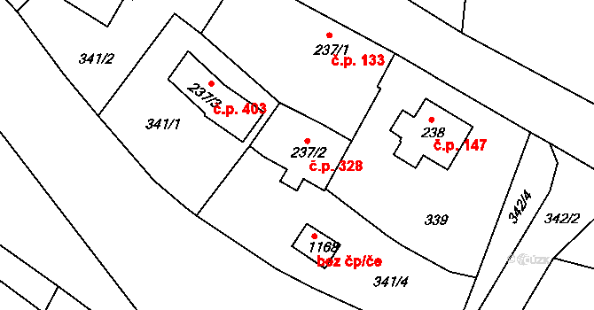 Hejnice 328 na parcele st. 237/2 v KÚ Hejnice, Katastrální mapa
