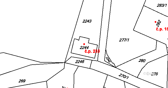 Ondřejovice 233, Zlaté Hory na parcele st. 2244 v KÚ Ondřejovice v Jeseníkách, Katastrální mapa