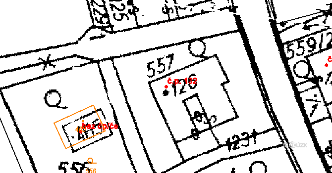Opatovec 132 na parcele st. 126 v KÚ Opatovec, Katastrální mapa