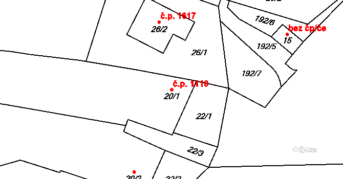 Dolní Sukolom 1110, Uničov na parcele st. 20/1 v KÚ Dolní Sukolom, Katastrální mapa