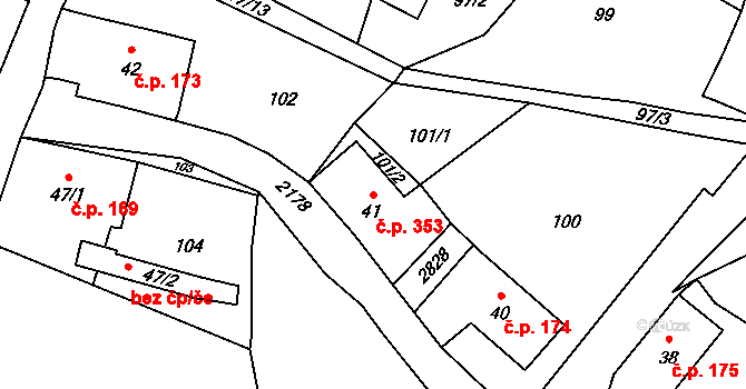 Skalice u České Lípy 353 na parcele st. 41 v KÚ Skalice u České Lípy, Katastrální mapa