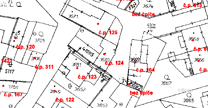 Poděbrady III 124, Poděbrady na parcele st. 3670 v KÚ Poděbrady, Katastrální mapa