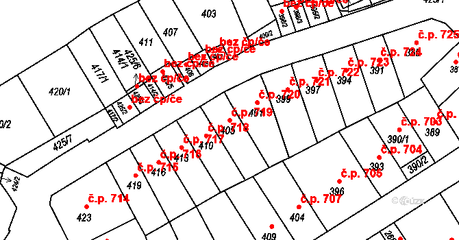 Slatina 719, Brno na parcele st. 405 v KÚ Slatina, Katastrální mapa