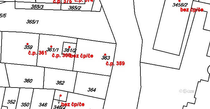 Řetenice 359, Teplice na parcele st. 363 v KÚ Teplice-Řetenice, Katastrální mapa