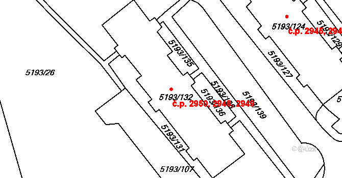 Frýdek 2948,2949,2950, Frýdek-Místek na parcele st. 5193/132 v KÚ Frýdek, Katastrální mapa