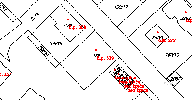 Úšovice 339, Mariánské Lázně na parcele st. 429 v KÚ Úšovice, Katastrální mapa