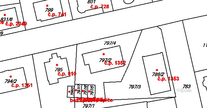 Turnov 1352 na parcele st. 797/2 v KÚ Turnov, Katastrální mapa