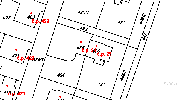 Rumburk 2-Horní Jindřichov 25, Rumburk na parcele st. 436 v KÚ Horní Jindřichov, Katastrální mapa