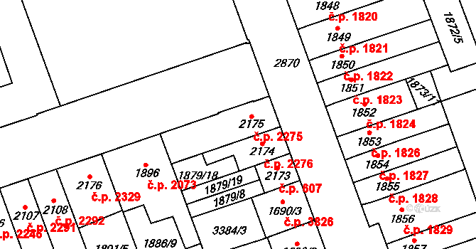 Hodonín 2275 na parcele st. 2175 v KÚ Hodonín, Katastrální mapa