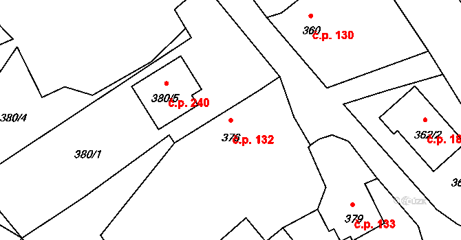 Dolní Libchava 132, Česká Lípa na parcele st. 376 v KÚ Dolní Libchava, Katastrální mapa