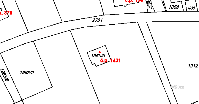 Dolní Suchá 1431, Havířov na parcele st. 1960/3 v KÚ Dolní Suchá, Katastrální mapa