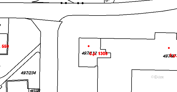 Ráj 1308, Karviná na parcele st. 497/112 v KÚ Ráj, Katastrální mapa