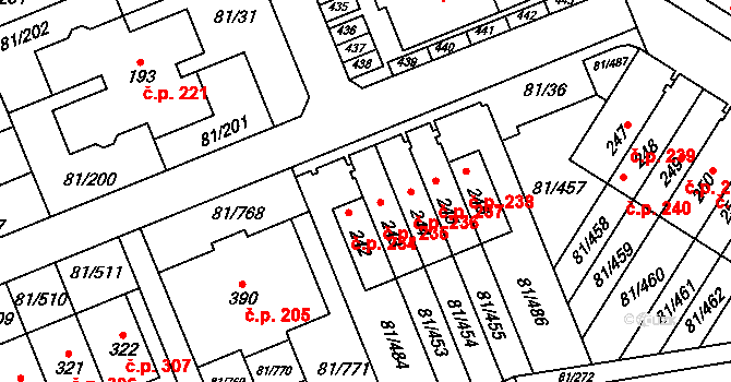 Nupaky 235 na parcele st. 243 v KÚ Nupaky, Katastrální mapa