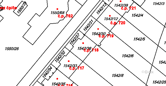 Miřetice u Klášterce nad Ohří 718, Klášterec nad Ohří na parcele st. 1542/36 v KÚ Miřetice u Klášterce nad Ohří, Katastrální mapa