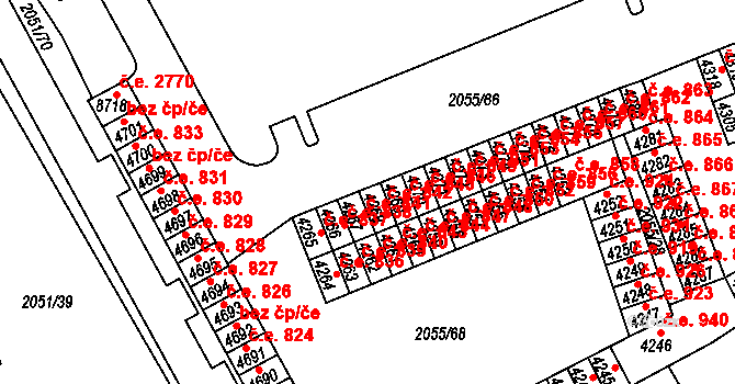 Hodonín 842 na parcele st. 4268 v KÚ Hodonín, Katastrální mapa