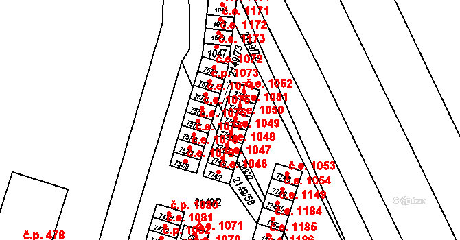 Dědice 1050, Vyškov na parcele st. 774/3 v KÚ Dědice u Vyškova, Katastrální mapa