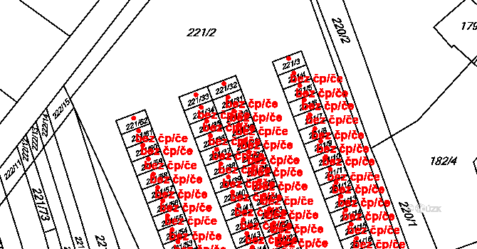 Brno 39499308 na parcele st. 221/29 v KÚ Chrlice, Katastrální mapa