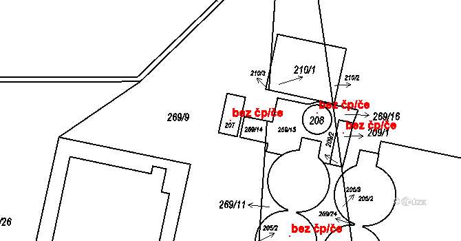 Spomyšl 41199308 na parcele st. 207 v KÚ Spomyšl, Katastrální mapa