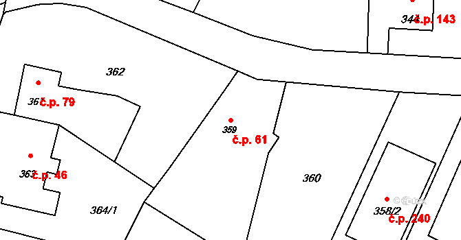 Děhylov 61 na parcele st. 359 v KÚ Děhylov, Katastrální mapa