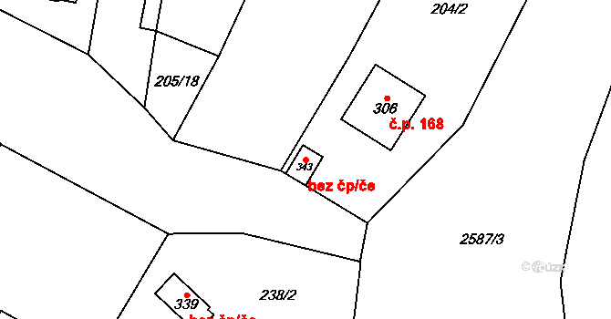 Ludkovice 44787308 na parcele st. 343 v KÚ Ludkovice, Katastrální mapa