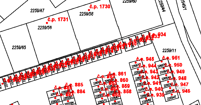 Horní Litvínov 913, Litvínov na parcele st. 2265/36 v KÚ Horní Litvínov, Katastrální mapa