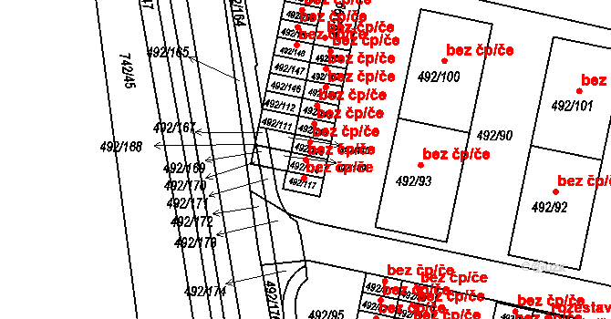 České Budějovice 49908308 na parcele st. 492/116 v KÚ České Budějovice 5, Katastrální mapa