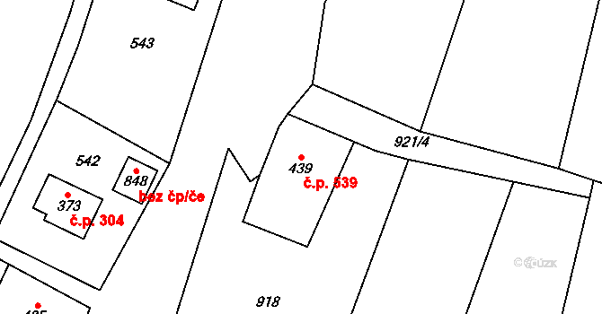 Heřmanovice 539 na parcele st. 439 v KÚ Heřmanovice, Katastrální mapa