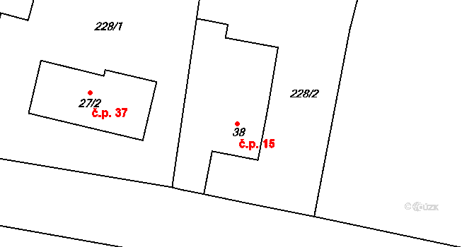 Svatkovice 15, Bernartice na parcele st. 38 v KÚ Svatkovice, Katastrální mapa
