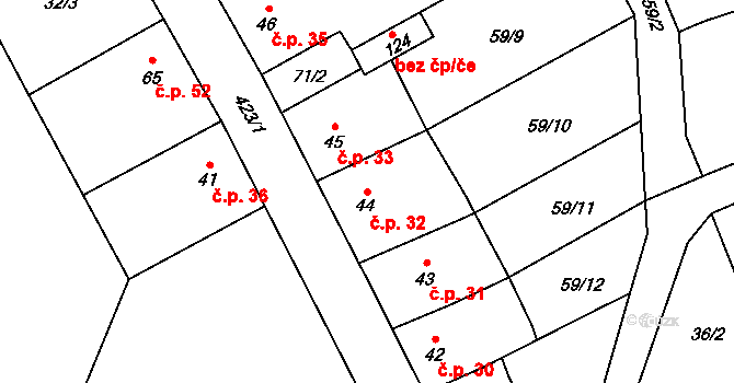 Beroun-Jarov 32, Beroun na parcele st. 44 v KÚ Jarov u Berouna, Katastrální mapa