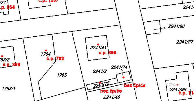 Třemošná 896 na parcele st. 2241/41 v KÚ Třemošná, Katastrální mapa
