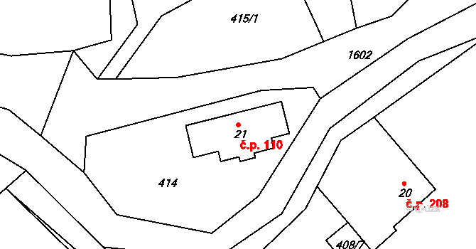 Markvartice 110 na parcele st. 21 v KÚ Markvartice u Děčína, Katastrální mapa
