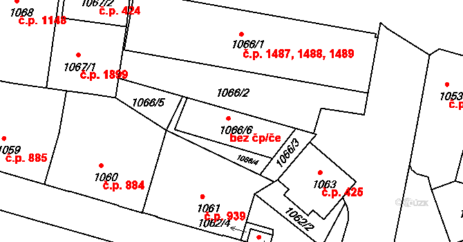 Děčín 79682308 na parcele st. 1066/6 v KÚ Podmokly, Katastrální mapa