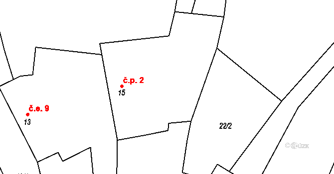 Kejšovice 1, Krsy na parcele st. 15 v KÚ Kejšovice, Katastrální mapa