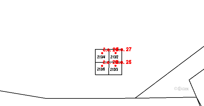 Rašovice 26, Týniště nad Orlicí na parcele st. 213/4 v KÚ Rašovice u Týniště nad Orlicí, Katastrální mapa