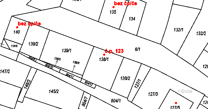 Šanov 123 na parcele st. 138/1 v KÚ Šanov nad Jevišovkou, Katastrální mapa