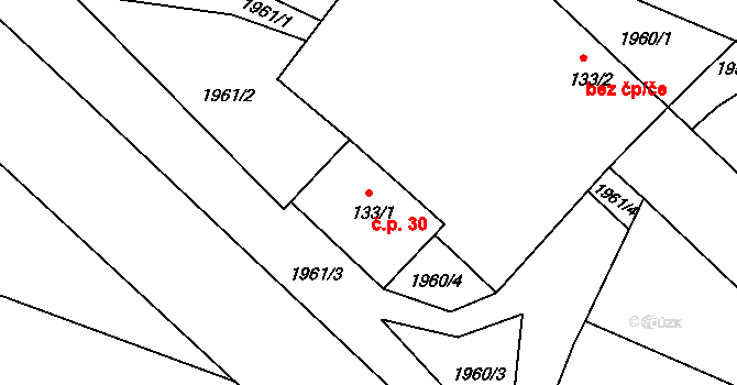 Čejtice 30, Horka II na parcele st. 133/1 v KÚ Horka nad Sázavou, Katastrální mapa