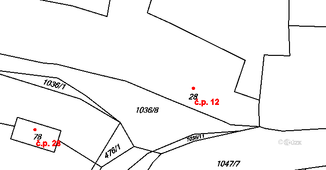 Hvozdno 12, Dolní Bukovsko na parcele st. 28 v KÚ Popovice u Dolního Bukovska, Katastrální mapa