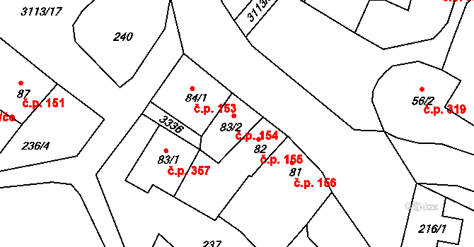 Bečov nad Teplou 154 na parcele st. 83/2 v KÚ Bečov nad Teplou, Katastrální mapa