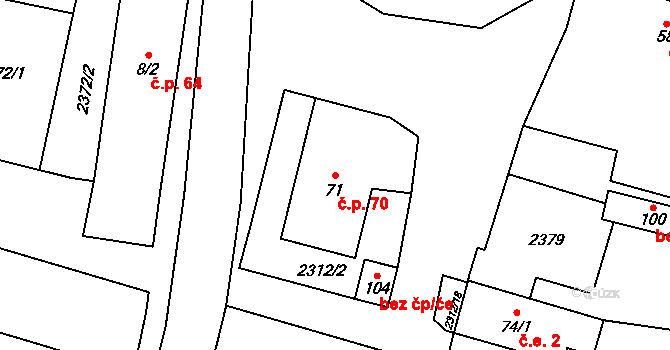 Močidlec 70, Pšov na parcele st. 71 v KÚ Močidlec, Katastrální mapa