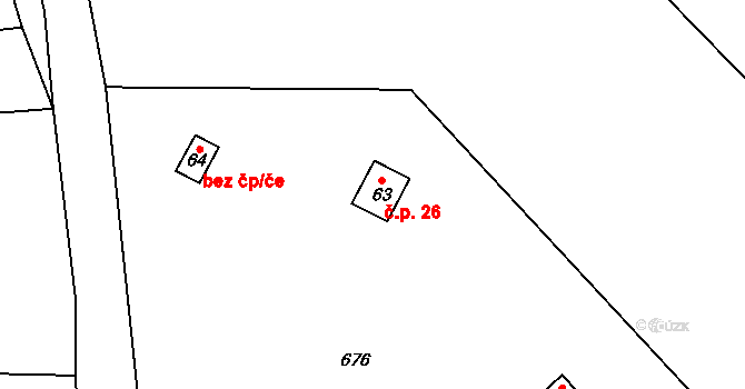 Popice 26, Jihlava na parcele st. 63 v KÚ Popice u Jihlavy, Katastrální mapa