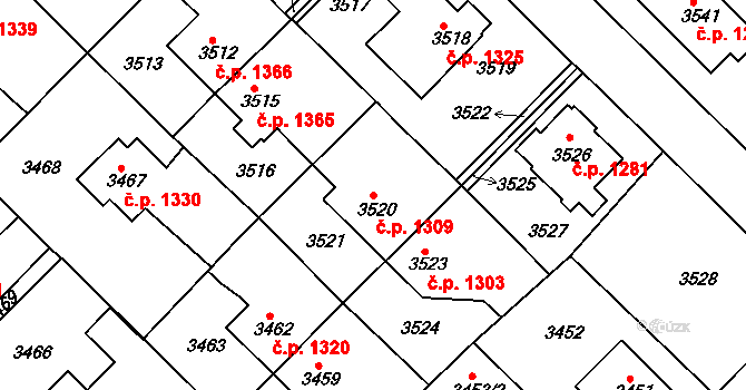 Roztoky 1309 na parcele st. 3520 v KÚ Žalov, Katastrální mapa