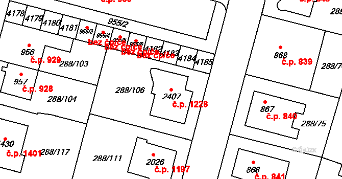Kyjov 1228 na parcele st. 2407 v KÚ Kyjov, Katastrální mapa