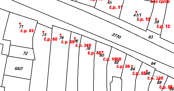 Slavkov u Brna 58 na parcele st. 78 v KÚ Slavkov u Brna, Katastrální mapa