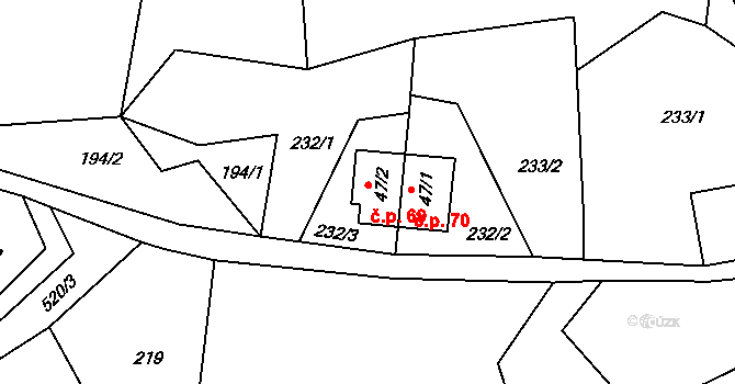 Františkov 69, Rokytnice nad Jizerou na parcele st. 47/2 v KÚ Františkov v Krkonoších, Katastrální mapa