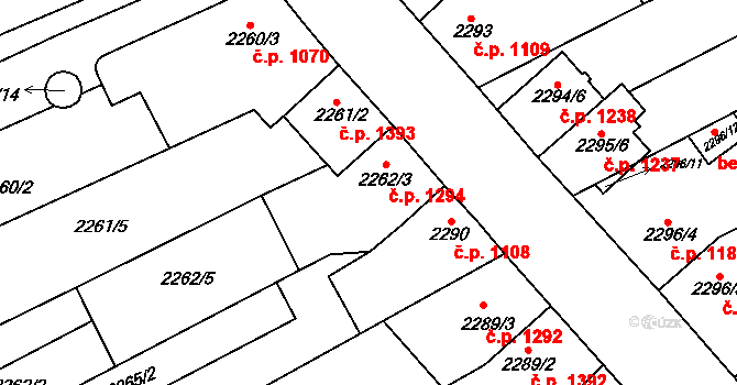 Mikulov 1294 na parcele st. 2262/3 v KÚ Mikulov na Moravě, Katastrální mapa