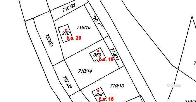 Domašov nad Bystřicí 19 na parcele st. 359 v KÚ Domašov nad Bystřicí, Katastrální mapa